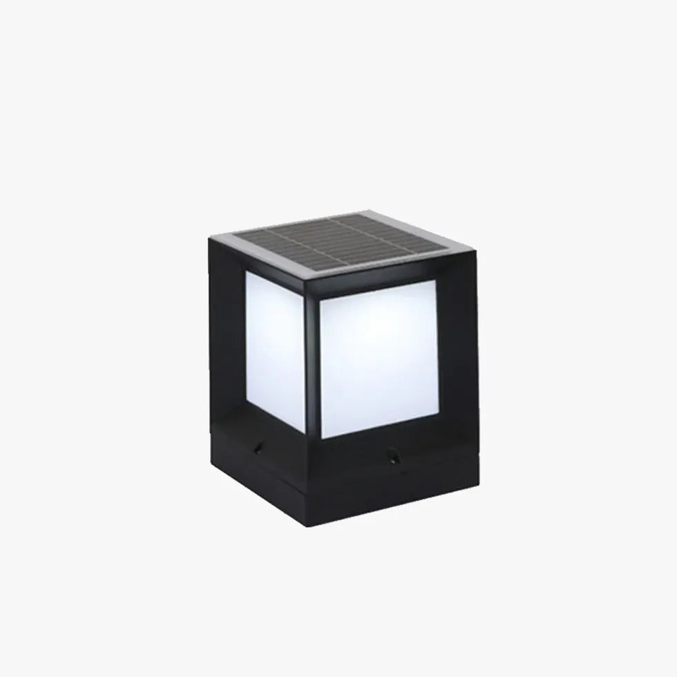 Frosted Glass Square Solar Outdoor Pillar Lights