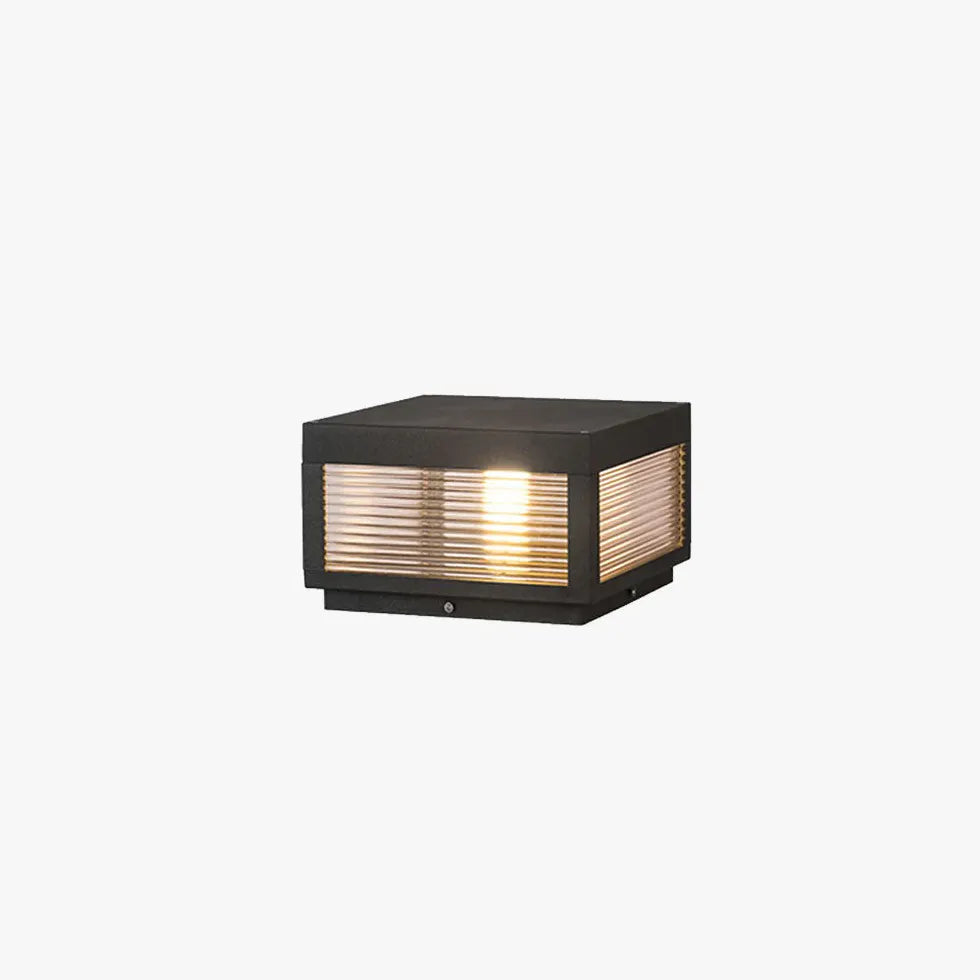 Striped Glass Square Outdoor Pillar Lights