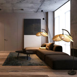 Rattan Petal Modern Arc Floor Lamp