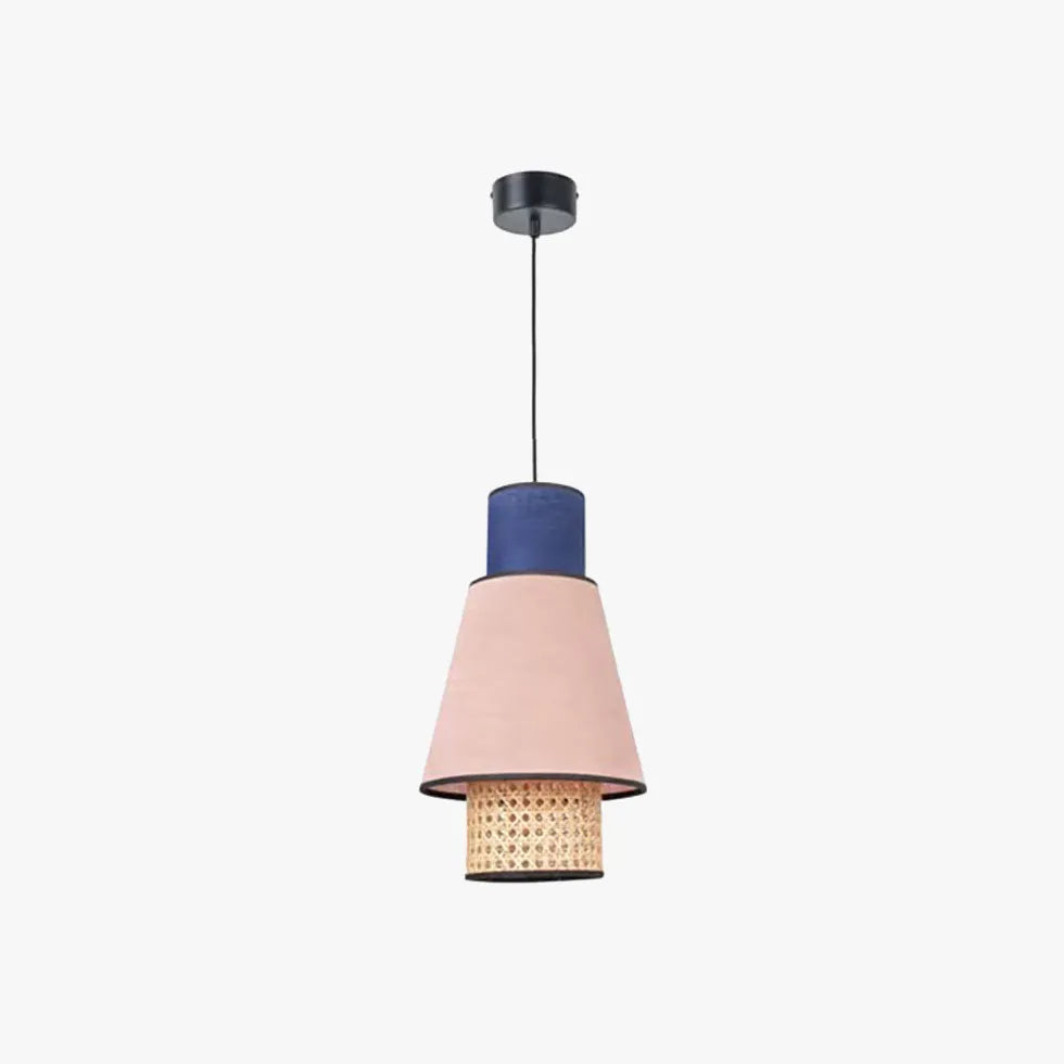 Multi-Layer Conical Colorful Rattan Pendant Light