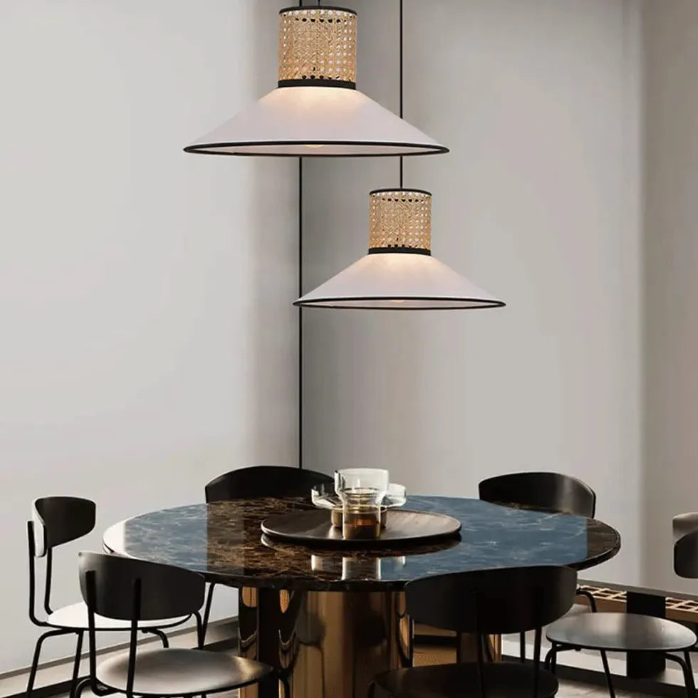 Rattan PVC Mixed Materials Pendant Light