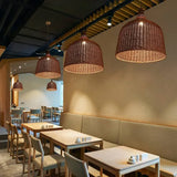 Natural Barrel Kitchen Rattan Pendant Light