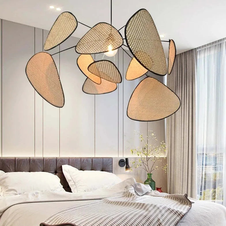 Radial Irregular Rattan Sheet Pendant Light