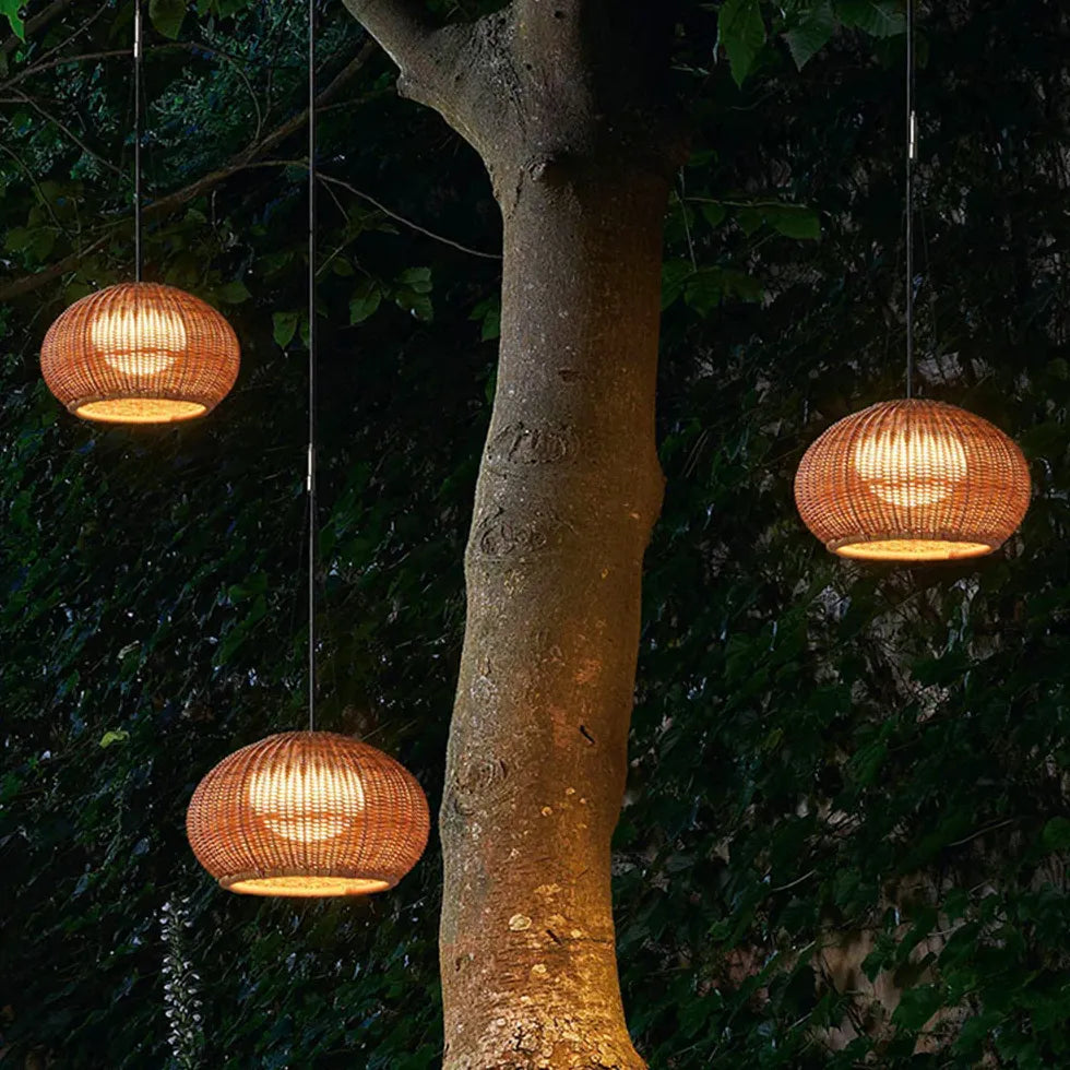 Rustic Rattan Outdoor Lantern Lights