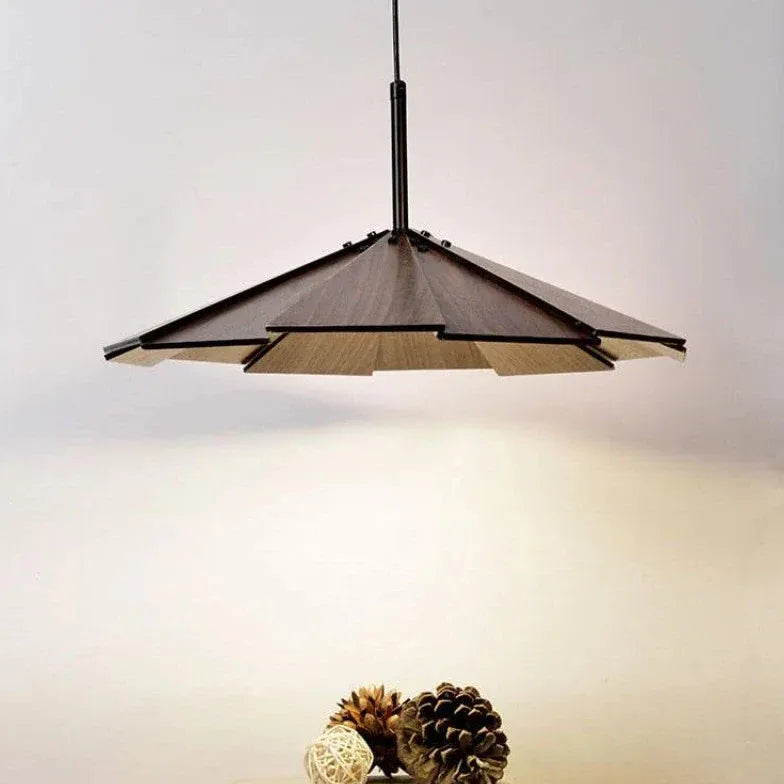 Petal-Shaped Wooden Pendant Light