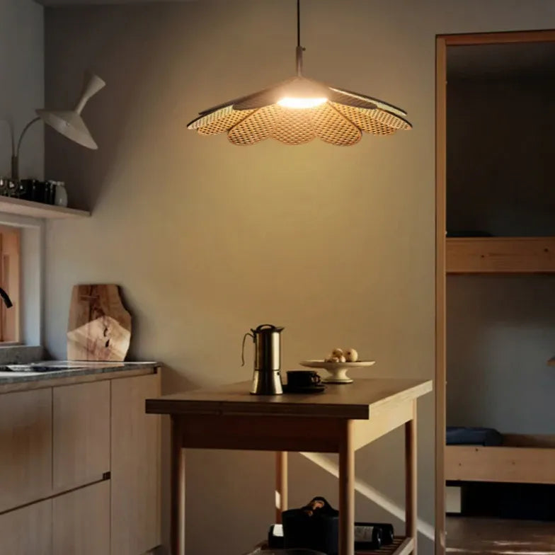 Petal-Shaped Wooden Pendant Light