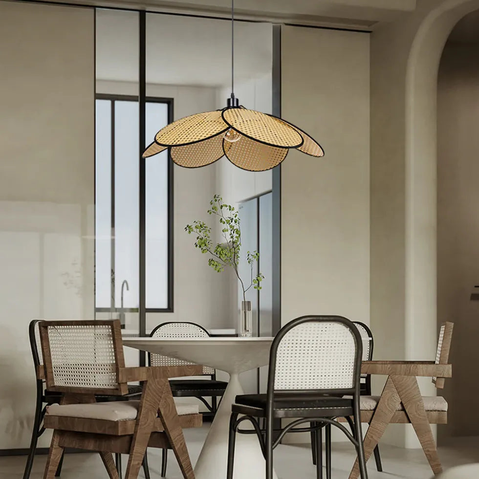 Porous Petals Bedroom Rattan Pendant Light