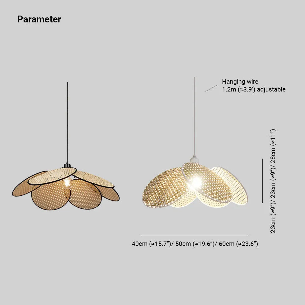 Porous Petals Bedroom Rattan Pendant Light