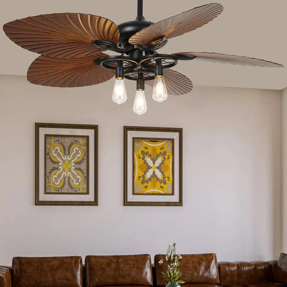 Plant Leaf Design Vintage Living Room Fan Light