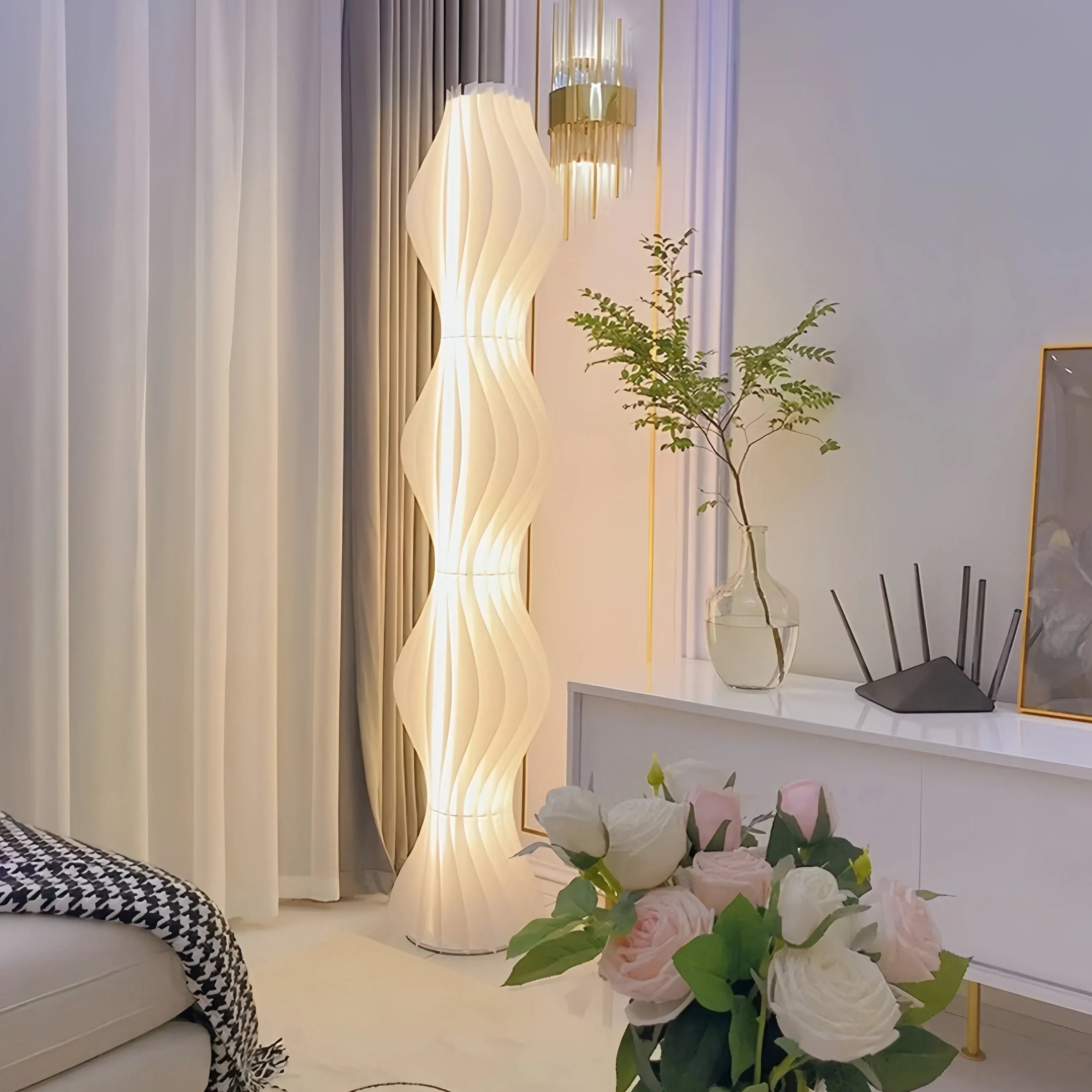 White Wavy Soft Light Modern Floor Lamp