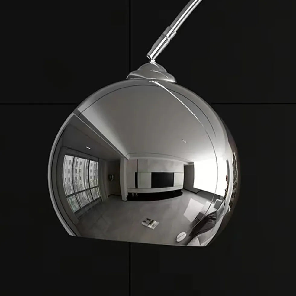 Silver Sphere Modern Arc Floor Lamp