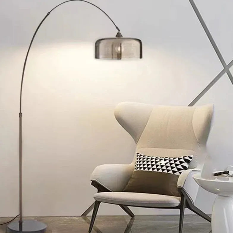 Black Glass Arched Modern Floor Lamp