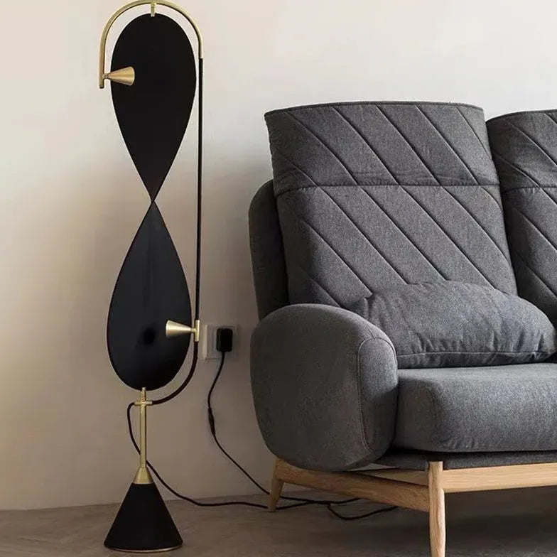 Black Unique Double-Curve Design Floor Lamp