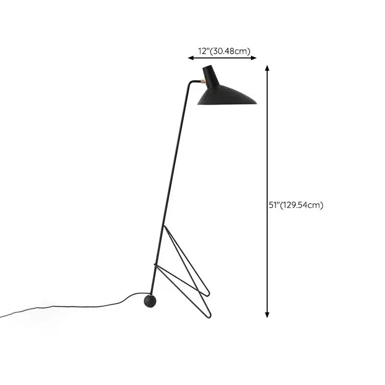 Black Conical Minimalist Tripod Floor Lamp