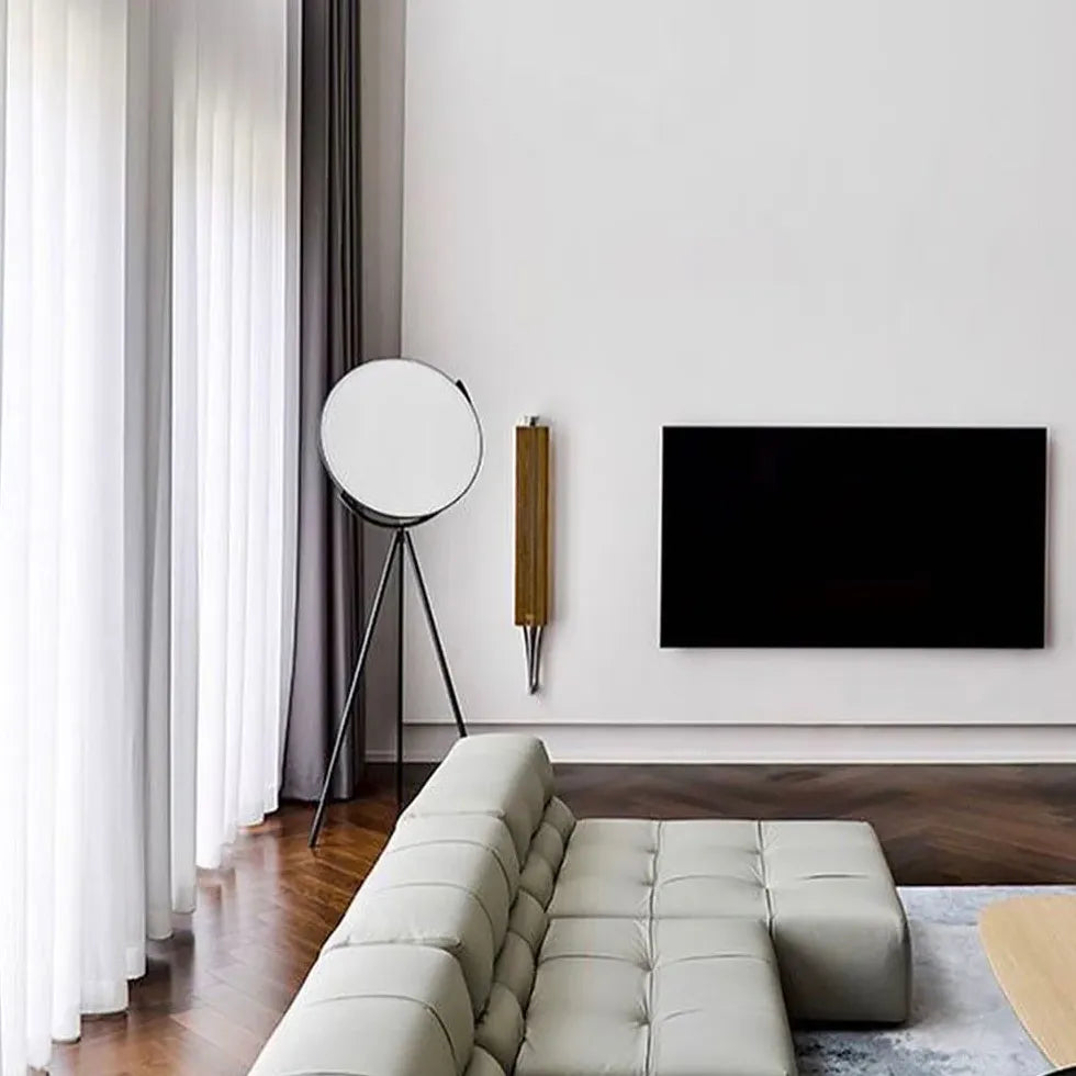 White Living Room Circular Tripod Floor Lamp