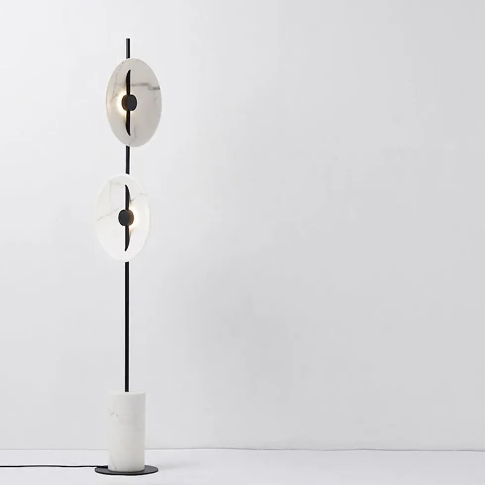 White Disc Textured Floor Lamp