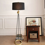 Black Brown Cylindrical Tripod Modern Floor Lamp