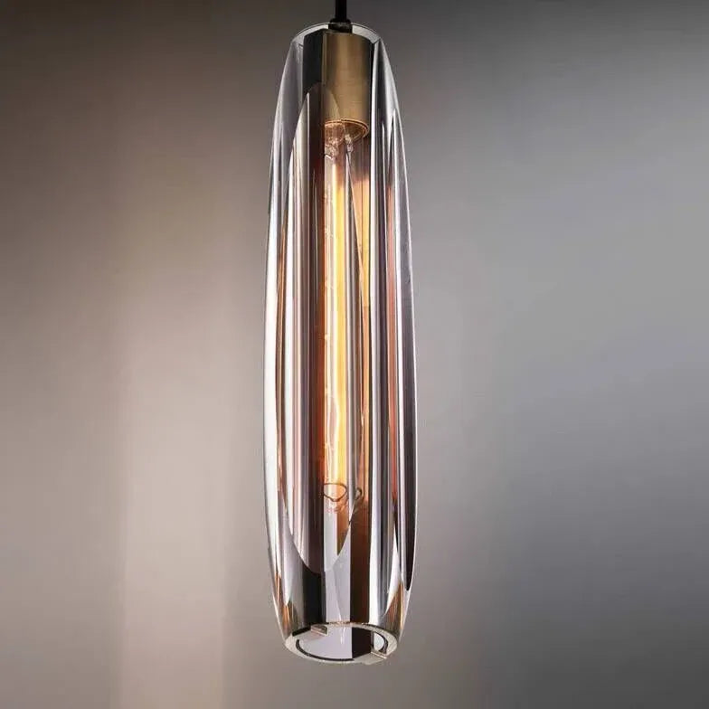 Long cylindrical glass modern pendant lights