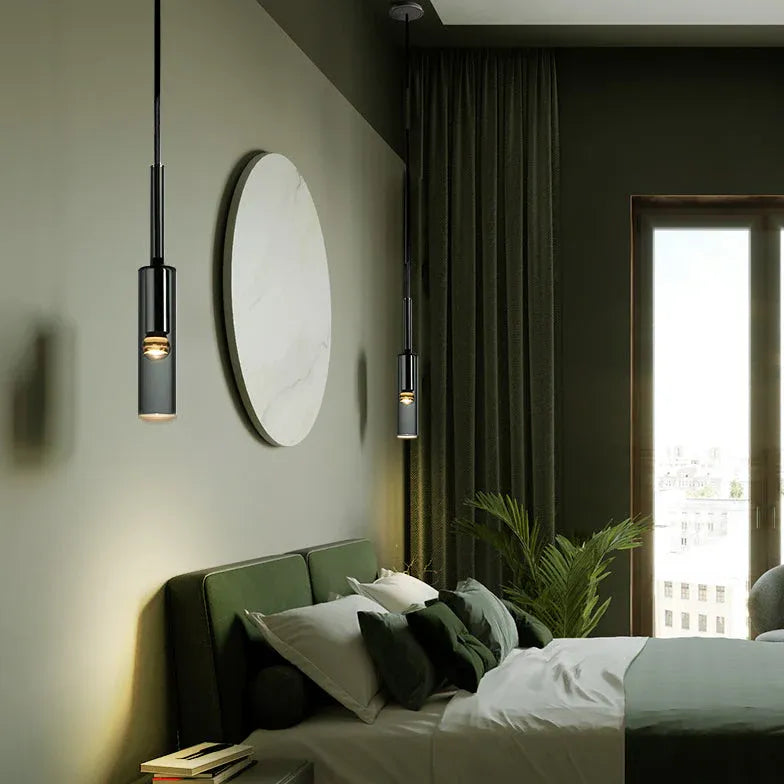 Cylindrical Black Glass Bedroom Wall Lights