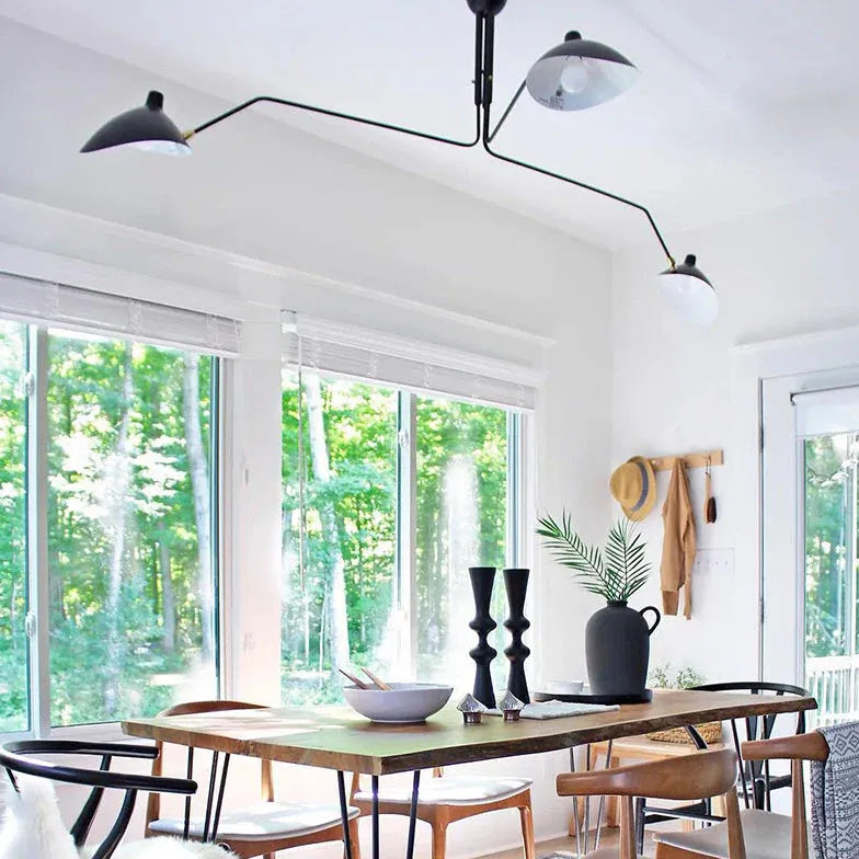 Adjustable Multi-Arm Black Chandelier for Dining Room