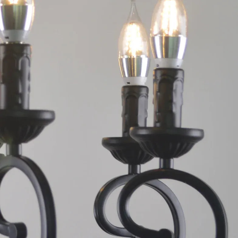 European Candle Holder Vintage Black Pendant Light