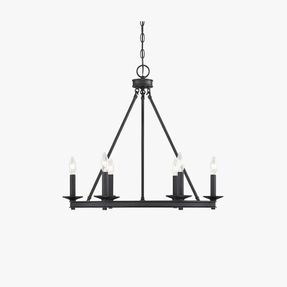 Black Metal Circular Industrial Chandelier