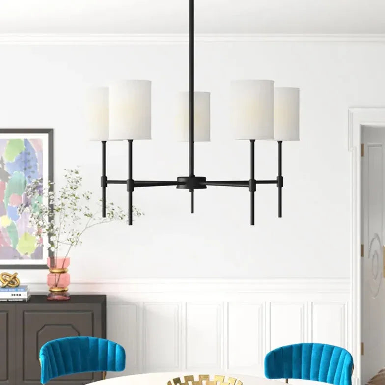 Cylindrical White Shade Modern Chandelier