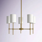 Cylindrical White Shade Modern Chandelier