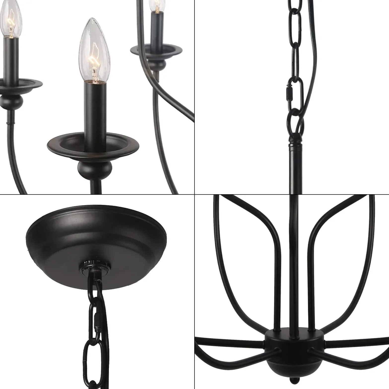 Multi-Head Candle Design Black Chandelier