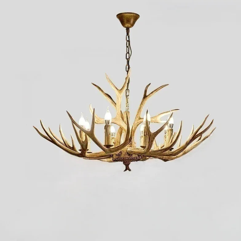 Faux Antler Wooden Candle Holder Chandelier