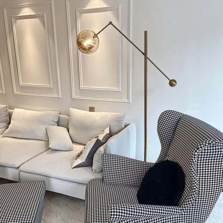 Sphere Long-Arm Minimalist Metal Floor Lamp