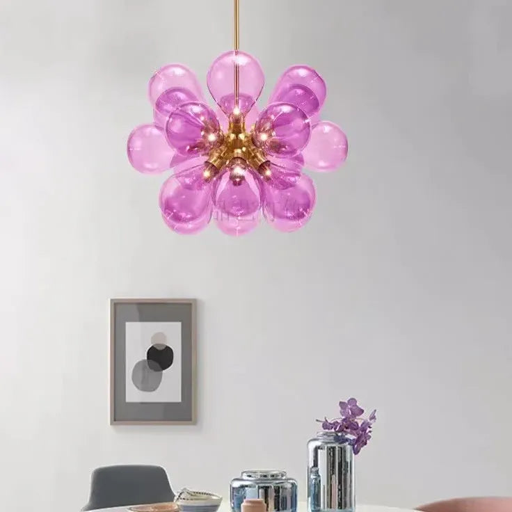 Radial Petal Design Glass Modern Pendant Light