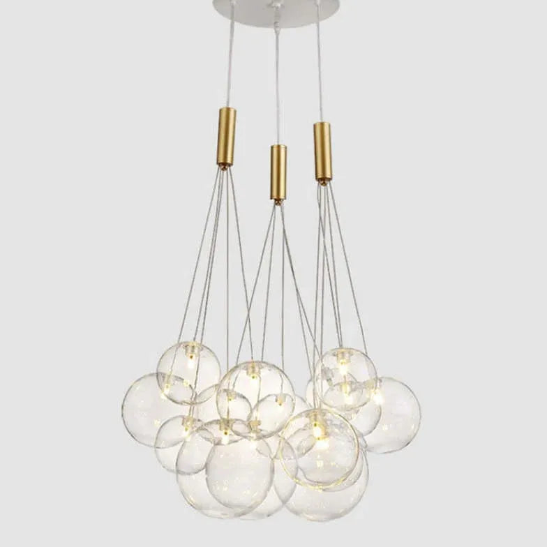 Large Transparent Glass Bubble Cluster Chandelier