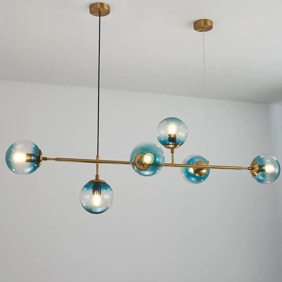 Linear Gold Metal Multi-Head Minimalist Pendant Light