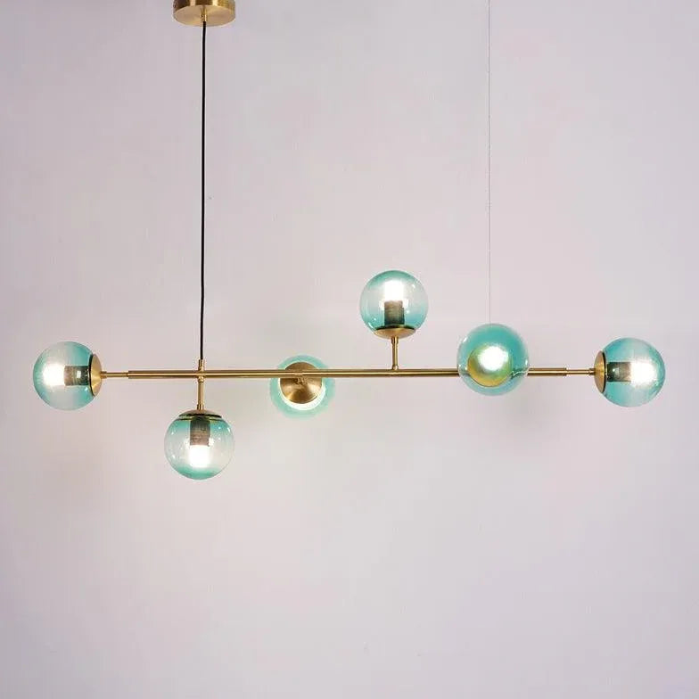 Linear Gold Metal Multi-Head Minimalist Pendant Light