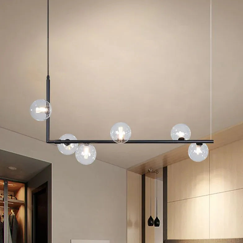 Linear Glass Ball Minimalist Pendant Light