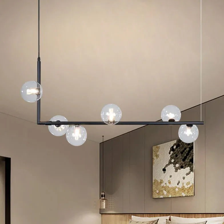 Linear Glass Ball Minimalist Pendant Light