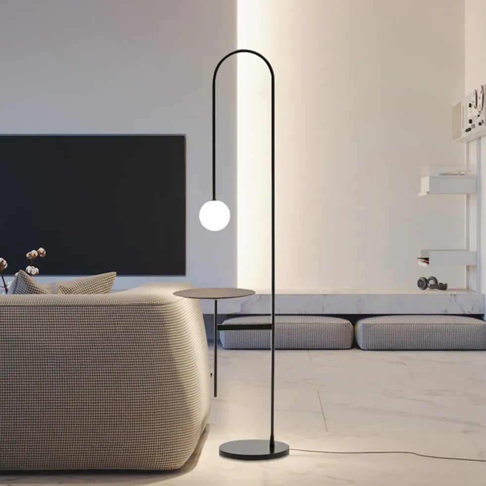 Sphere Curved Rod Side Table Floor Lamp