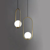 Oval Metal White Ball Minimalist Pendant Light