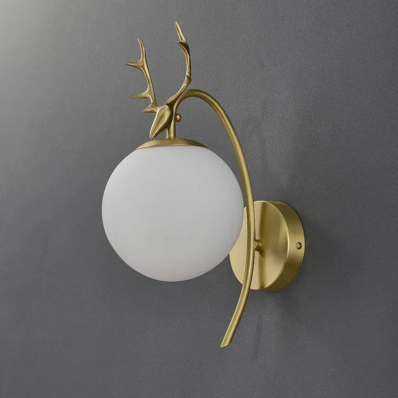 Deer Antler Glass Ball Bedroom Wall Lights