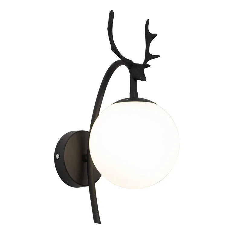 Deer Antler Glass Ball Bedroom Wall Lights