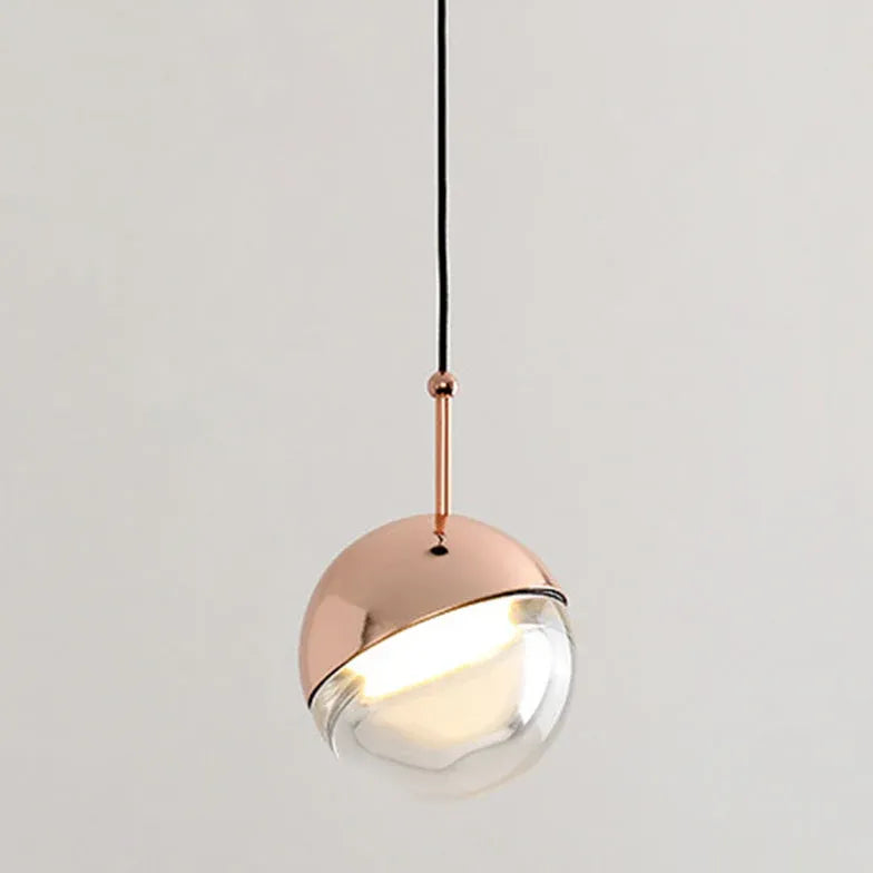 Half-Metal Half-Glass Single Head Minimalist Pendant Light