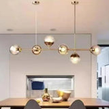 Gray Glass Ball Multi-Head Pendant Light