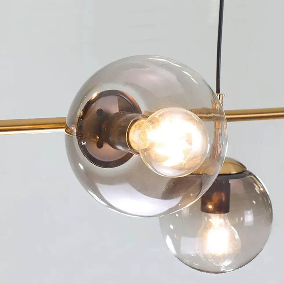 Gray Glass Ball Multi-Head Pendant Light