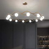 Wave-Shaped White Glass Ball Chandelier