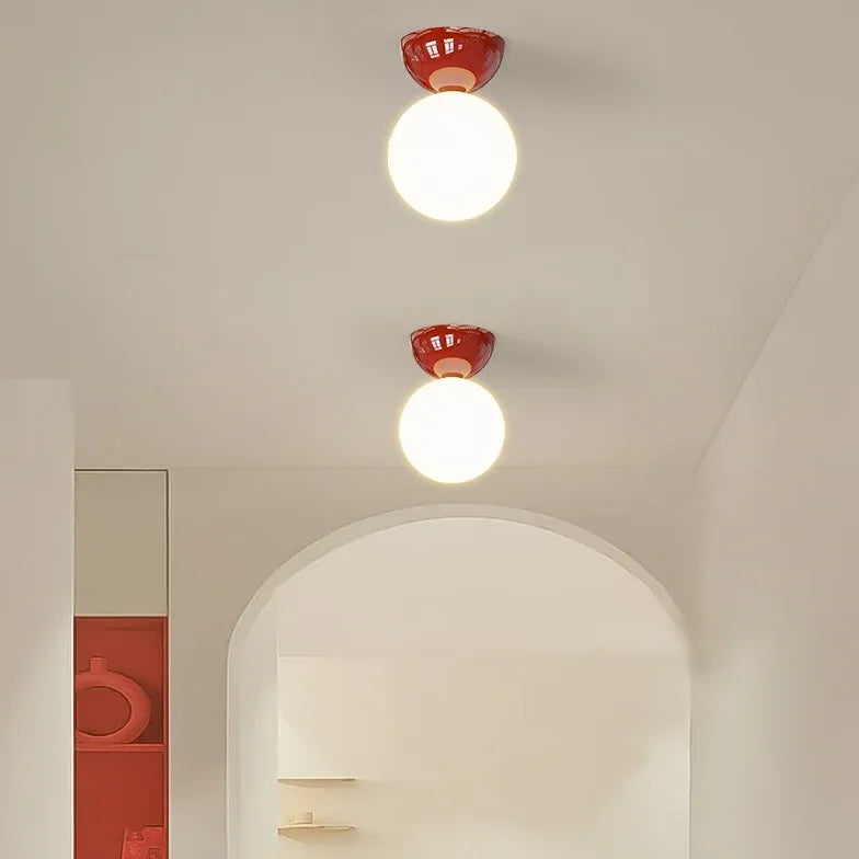 Spherical Glossy Modern Ceiling Light for Hallway