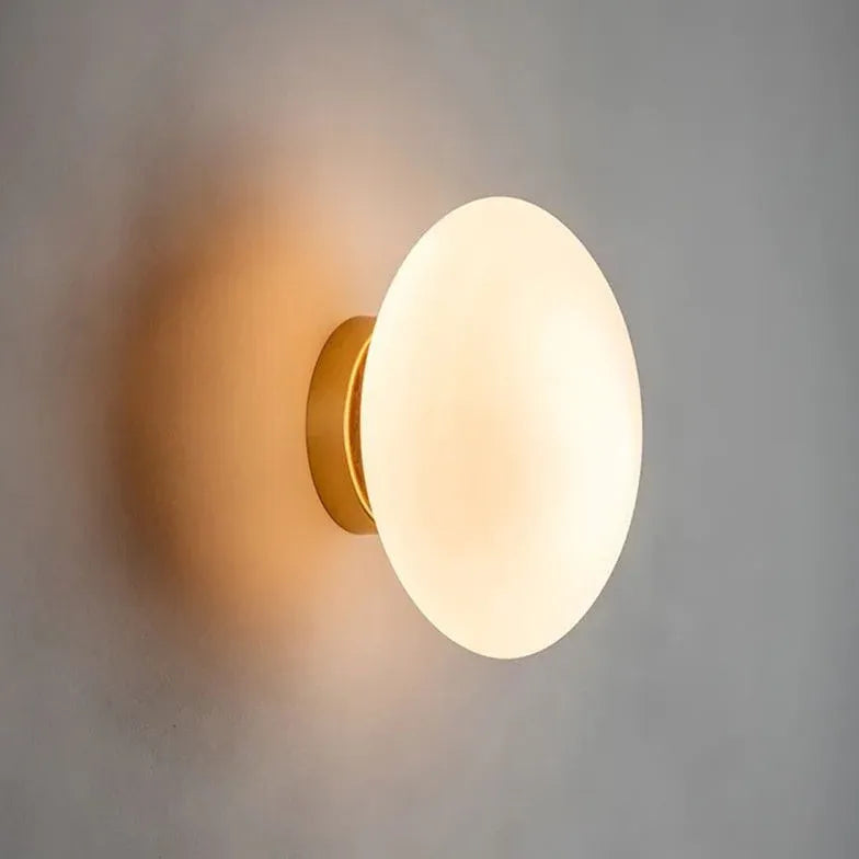 Flush Wall Light White Glass