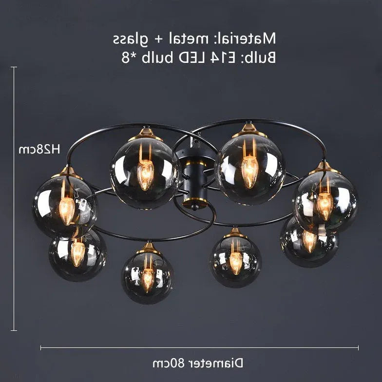 Smoked Industrial Glass Flush Ceiling Lights