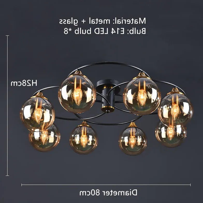 Smoked Industrial Glass Flush Ceiling Lights