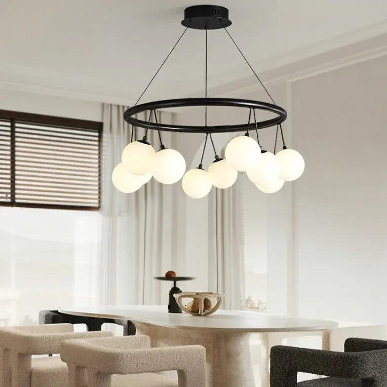 Round Frame Black Modern Chandelier